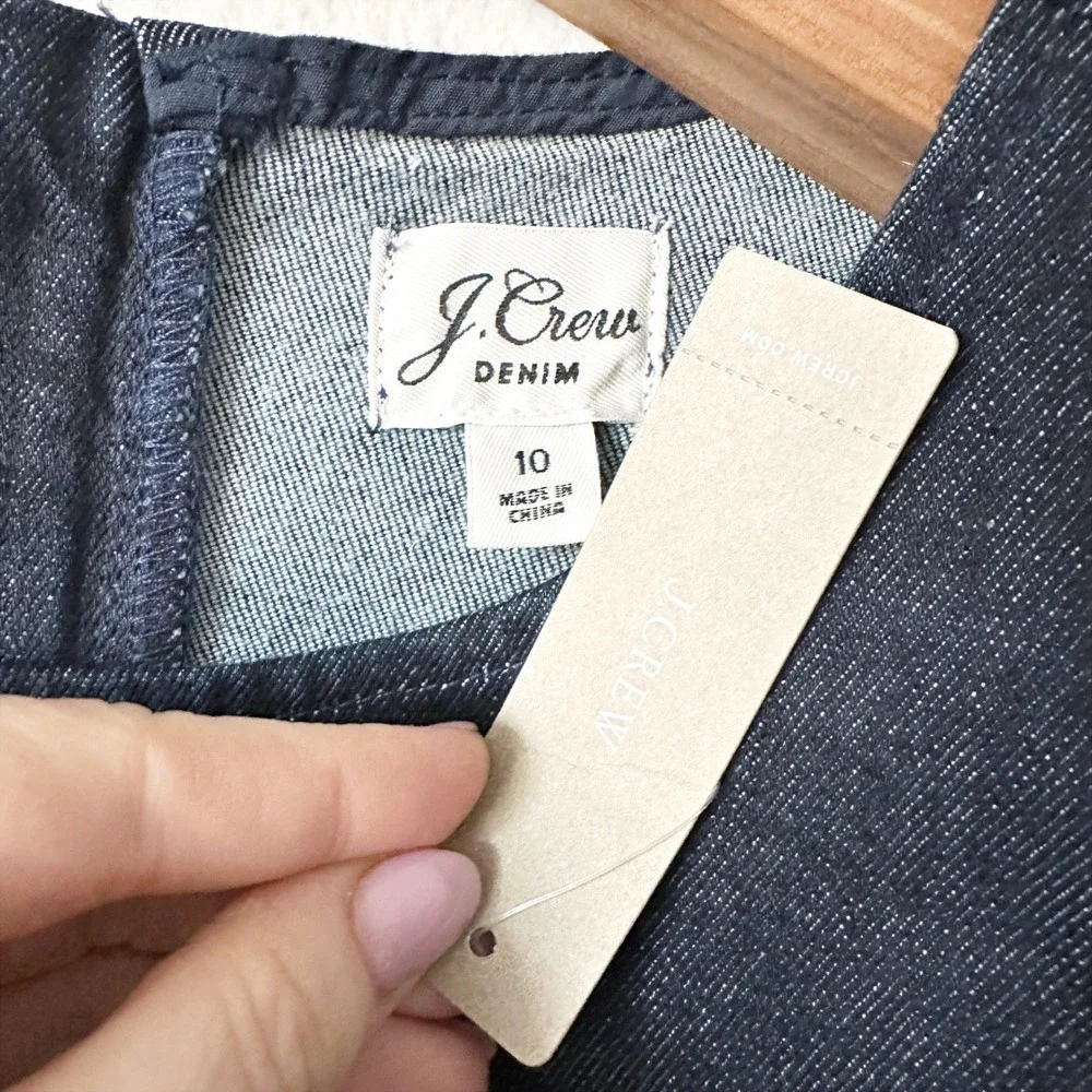 NWT J. Crew Sleeveless Dark Indigo Denim Mini Dress